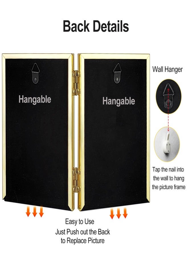 HIKWADERY 8x10 Picture Frame Double Hinged Folding, Elegant Thin Edge Metal Real Glass 8 by 10 Photo Frames, for Tabletop and Wall Display, Christmas Day Gift Home Decorative (8 x 10, Gold) - Image 5